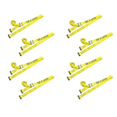 Tie 4 Safe 2 x 12' E Track Cam Buckle Straps w/ E Clips, WLL- 833 lbs, PK8 CT11-12M23Y-8